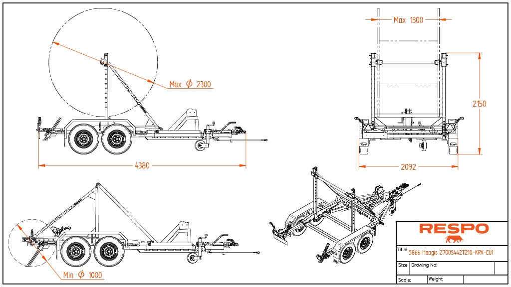 2700S442T210 Cable drum trailer